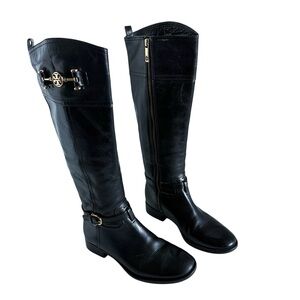 Tory Burch black leather knee high boots 7M